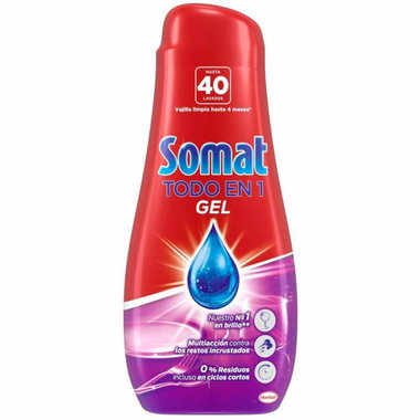 Lavavajillas gel de limón SOMAT TODO EN 1, botella 40 dosis