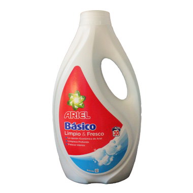 Detergente líquido ARIEL BÁSICO, garrafa 30 dosis