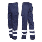 Imagen de Pantalón azul marino algodón 190g T48 con bandas multibolsillos.