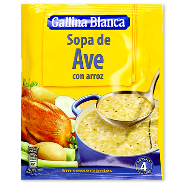Sopa de ave con arroz GALLINA BLANCA, sobre 80 g 87 g