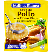 Imagen de Sopa de pollo con fideos finos Gallina Blanca sobre