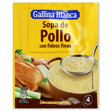Sopa de pollo con fideos GALLINA BLANCA, sobre 71 g