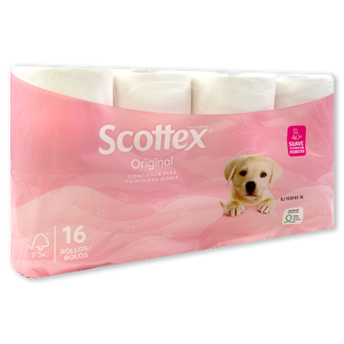 Papel higiénico SCOTTEX, paquete 16 rollos 16 u