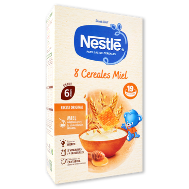 Papilla 8 cereales con miel NESTLÉ, caja 475 g