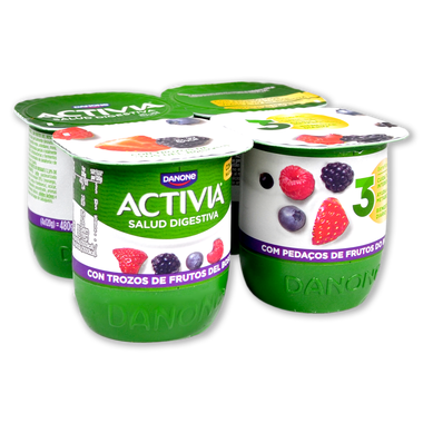Activia con frutas del bosque DANONE, pack 4x120 g 480 g