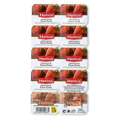 Confitura de fresa HELIOS, pack 10x25 g 250 g