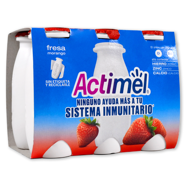Actimel para beber sabor fresa DANONE, pack 6x100 ml 600 ml