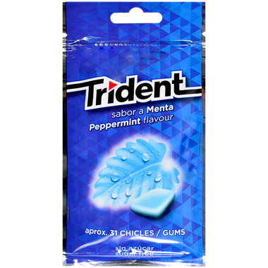 Chicle de menta sin azúcar en gragea TRIDENT, paquete 43,5 g