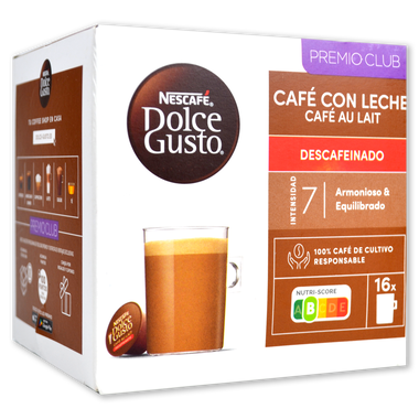 Cápsulas Nescafé Dolce Gusto café con leche descafeinado 16 ud