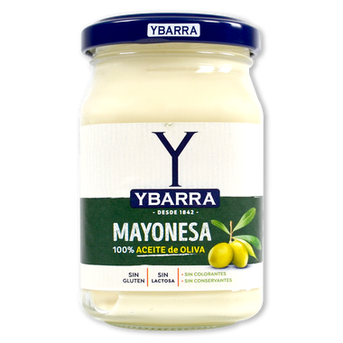 Mayonesa con aceite oliva YBARRA, frasco 225 ml
