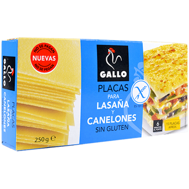 Placas para lasaña-canelones sin gluten GALLO, caja 250 g