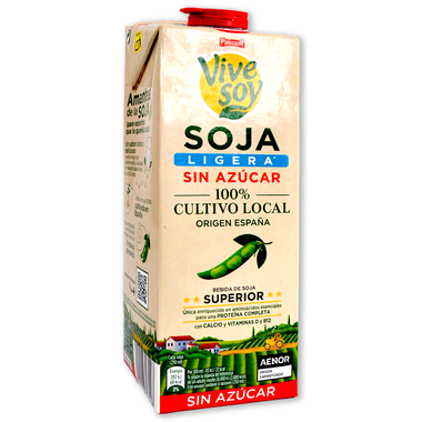 Bebida de soja ligera sin azúcar VIVESOY, brik 1 litro
