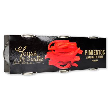 Pimiento del morrón en tiras JOYAS DEL VALLE, pack 3x60 g 180 g