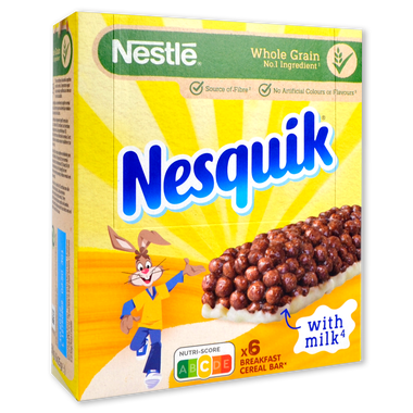 Barrita de cereal NESTLÉ Nesquik, 6 uds., caja 150 g