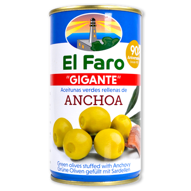 Aceituna gigante rellena de anchoa el Faro lata 150 g