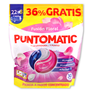 Detergente en cápsulas floral PUNTOMATIC, bolsa 22 dosis 22 u