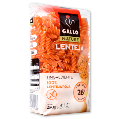 Hélices de lenteja roja GALLO NATURE, paquete 250 g