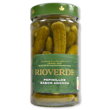 Pepinillos sabor anchoa RIOVERDE, frasco 180 g