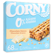 Barritas chocolate blanco Corny 0% 6 u. de 20 g.