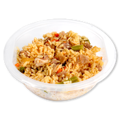 Wok de arroz estilo japonés con cerdo