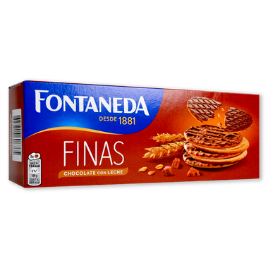 Galleta Digestive Finas de chocolate-leche FONTANEDA, caja 170 g