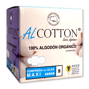 Compresa de algodón con alas Alcotton maxi