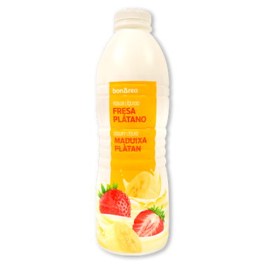 Yogur líquido sabor fresa y plátano 1 kg