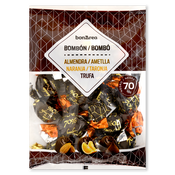 Bombones variados chocolate 70% rellenos de almendra, naranja o trufa